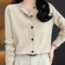 Essnce cardigan suelto y casual de mujer de un solo abotonado, de color liso, manga larga, para otono/invierno