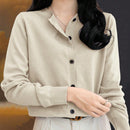 Essnce cardigan suelto y casual de mujer de un solo abotonado, de color liso, manga larga, para otono/invierno