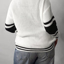 Slayr cardigan de punto con bloque de color y letras de estilo minimalista y casual