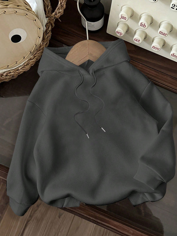 Ezwear sudadera informal tipo streetwear con lema, con corte holgado, estampado negro y rosa, para mujer, otono invierno