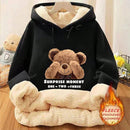 Sudadera con capucha de forro polar aislante termico con estampa de oso negro