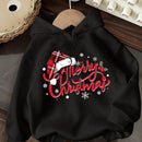 Ezwear jersey holgado de manga larga con estampado de arbol de navidad y texto "feliz navidad" en estilo minimalista y vintage con estampado de leopardo, para mujer