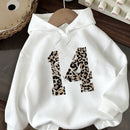 Ezwear sudadera con capucha holgada de estilo casual y minimalista con estampado de leopardo y cereza para mujer, otono/invierno