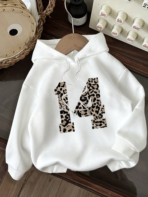 Ezwear sudadera con capucha holgada de estilo casual y minimalista con estampado de leopardo y cereza para mujer, otono/invierno