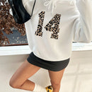 Ezwear sudadera con capucha holgada de estilo casual y minimalista con estampado de leopardo y cereza para mujer, otono/invierno