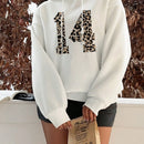 Ezwear sudadera con capucha holgada de estilo casual y minimalista con estampado de leopardo y cereza para mujer, otono/invierno
