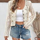 Vcay cardigan de mujer de manga larga con cuello en v bordado, para otono/invierno