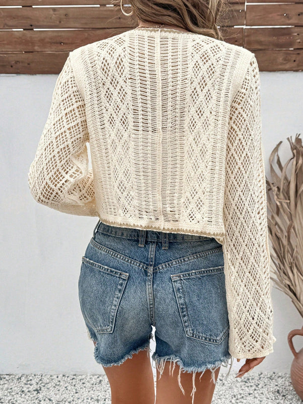 Vcay cardigan de mujer de manga larga con cuello en v bordado, para otono/invierno