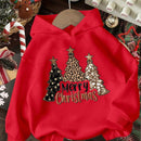 Ezwear sudadera holgada informal con capucha y estampado de arbol de navidad simple, adecuada para otono/invierno para mujeres
