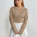Moosta cardigan casual de manga larga de hombros caidos y unicolor para el trayecto, para otono/invierno
