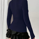 Moosta mujer chaqueta de punto de unicolor con cuello redondo, manga larga, de abotonadura sencilla, versatil y de moda, para otono/invierno