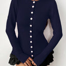 Moosta chaqueta de punto de estilo casual y versatil de color liso para otono/invierno