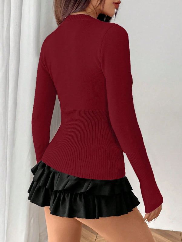 Moosta chaqueta de punto de estilo casual y versatil de color liso para otono/invierno