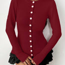 Moosta chaqueta de punto de estilo casual y versatil de color liso para otono/invierno