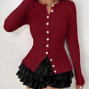 Moosta chaqueta de punto de estilo casual y versatil de color liso para otono/invierno