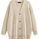 Hoteel sueter tipo cardigan de gran tamano para mujer, tendencia de moda de otono, cuello en v, tejido