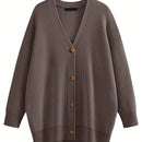Hoteel sueter tipo cardigan de gran tamano para mujer, tendencia de moda de otono, cuello en v, tejido
