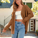 Hoteel sueter tipo cardigan de gran tamano para mujer, tendencia de moda de otono, cuello en v, tejido