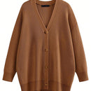 Hoteel sueter tipo cardigan de gran tamano para mujer, tendencia de moda de otono, cuello en v, tejido