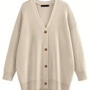 Hoteel sueter tipo cardigan de gran tamano para mujer, tendencia de moda de otono, cuello en v, tejido