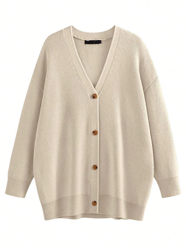 Hoteel sueter tipo cardigan de gran tamano para mujer, tendencia de moda de otono, cuello en v, tejido