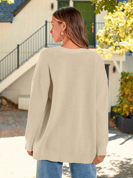Hoteel sueter tipo cardigan de gran tamano para mujer, tendencia de moda de otono, cuello en v, tejido