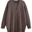 Hoteel sueter tipo cardigan de gran tamano para mujer, tendencia de moda de otono, cuello en v, tejido