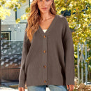 Hoteel sueter tipo cardigan de gran tamano para mujer, tendencia de moda de otono, cuello en v, tejido