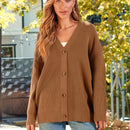 Hoteel sueter tipo cardigan de gran tamano para mujer, tendencia de moda de otono, cuello en v, tejido