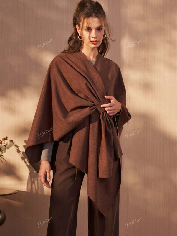 Poncho cardigan de diseno elegante y de moda para mujer floreya, abrigo largo suelto y oversize para otono/invierno