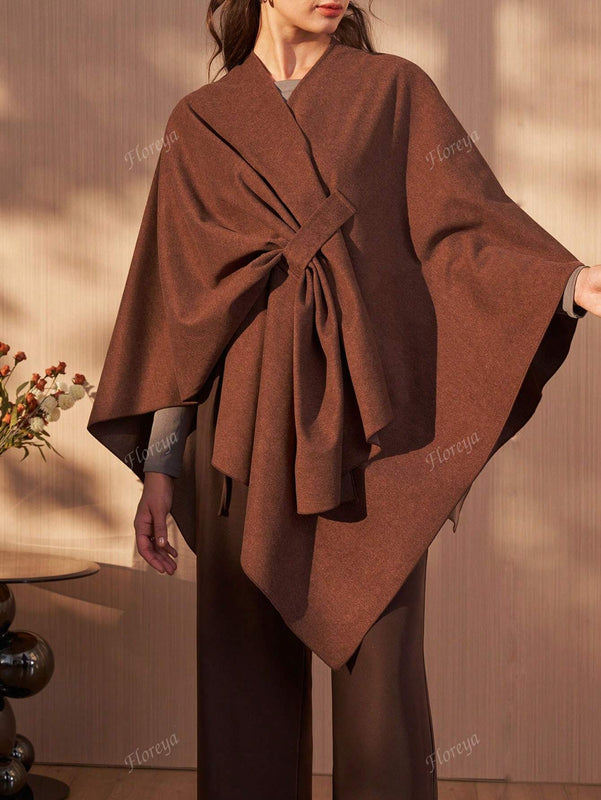 Poncho cardigan de diseno elegante y de moda para mujer floreya, abrigo largo suelto y oversize para otono/invierno