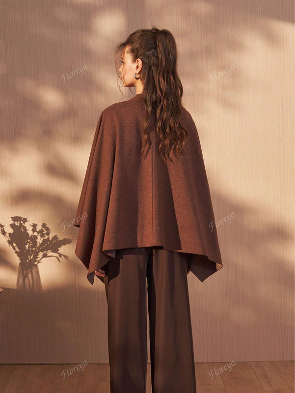 Poncho cardigan de diseno elegante y de moda para mujer floreya, abrigo largo suelto y oversize para otono/invierno