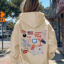 Ezwear sudadera con capucha para mujer con estampado de letras y bandera americana