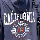 Sudadera con capucha casual de mujer con emblema grafico california y eslogan, azul, para otono/invierno