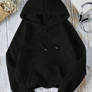Ezwear sudadera casual con capucha y estampado de lazo para mujer, otono/invierno