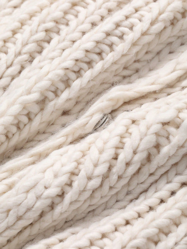 Friful chaleco tipo cardigan casual y suelto de un solo boton de color solido para mujer, para otono/invierno