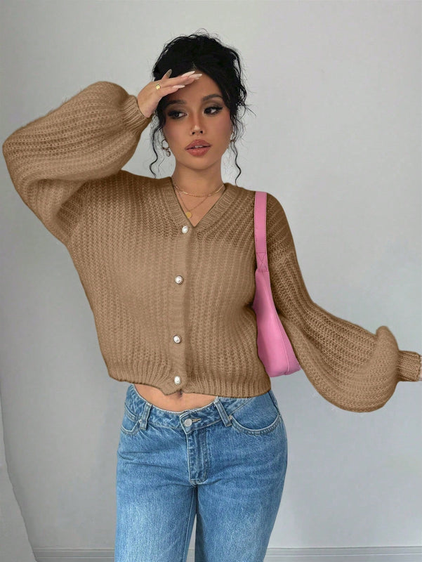 Essnce cardigan holgado y tejido suelto, manga larga informal para otono/invierno