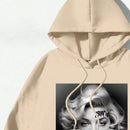Ezwear sudadera informal tipo streetwear con lema, con corte holgado, estampado negro y rosa, para mujer, otono invierno