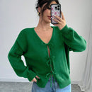 Prive blusa casual de manga larga con amarres delanteros para mujer, para uso diario