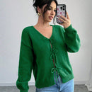 Prive blusa casual de manga larga con amarres delanteros para mujer, para uso diario