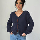 Prive blusa casual de manga larga con amarres delanteros para mujer, para uso diario