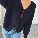 Prive blusa casual de manga larga con amarres delanteros para mujer, para uso diario