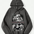 Ezwear sudadera informal tipo streetwear con lema, con corte holgado, estampado negro y rosa, para mujer, otono invierno