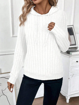 Lune sudadera casual con capucha y cordon de diseno hueco de unicolor de primavera y otono para mujer