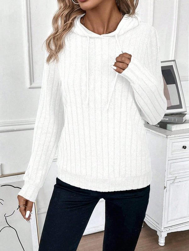 Lune sudadera casual con capucha y cordon de diseno hueco de unicolor de primavera y otono para mujer