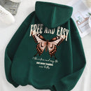 Ezwear sudadera con capucha casual de mujer con estampado de lema de mariposa, otono/invierno