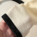 Ezwear cardigan corto informal con bloqueo de color, corbata y borde para otono/invierno