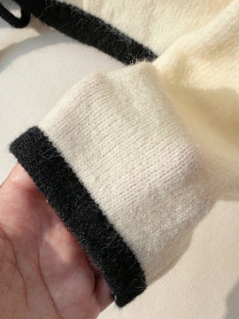 Ezwear cardigan corto informal con bloqueo de color, corbata y borde para otono/invierno