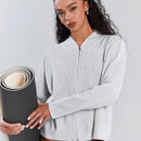 Athiral blusa casual de manga larga con cremallera frontera de unicolor, para uso diario