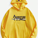 Adventure time x  sudadera casual de mujer con capucha, de hombros caidos y estampado de dibujos animados y letras, ideal para primavera y otono